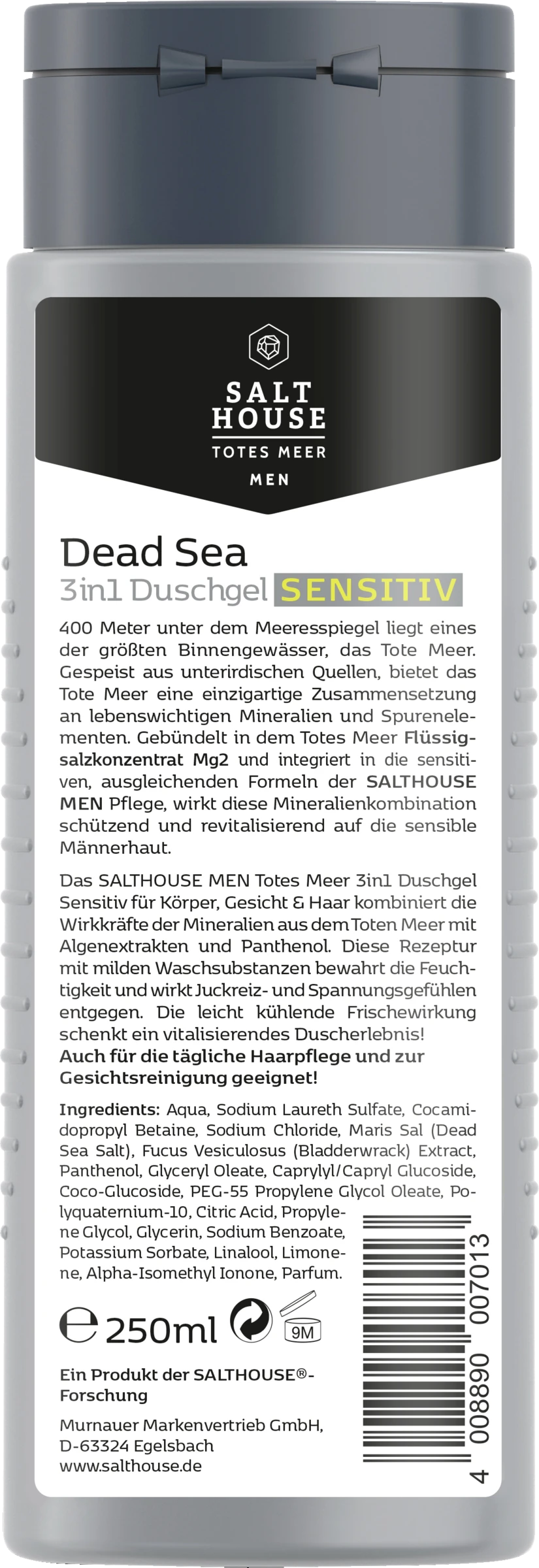 Salthouse Totes Meer Körper, Gesicht & Haar Duschgel Sensitiv 2 Salthouse Totes Meer Körper, Gesicht & Haar Duschgel Sensitiv – Bild 2