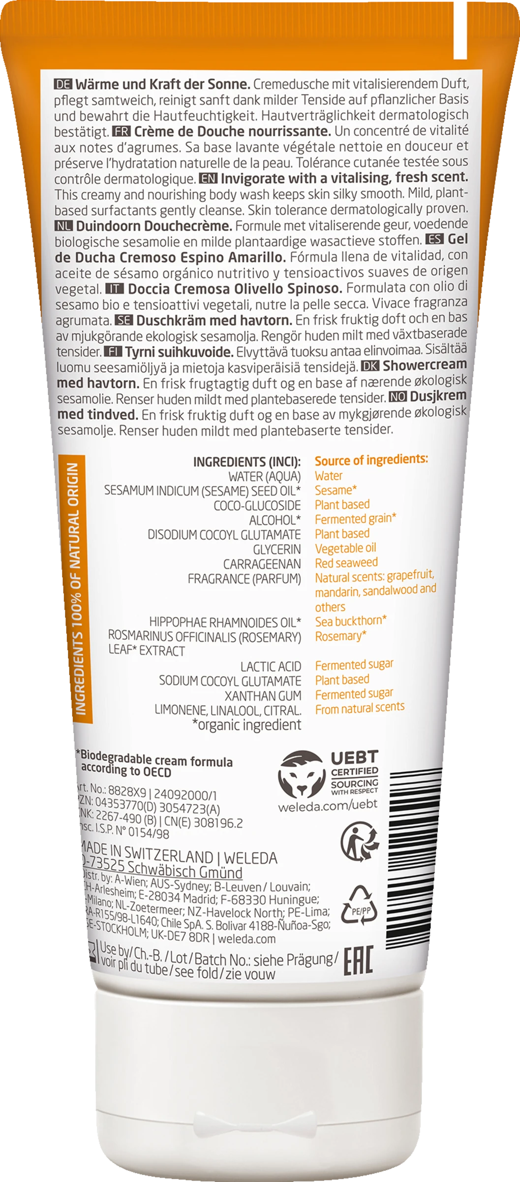 Weleda Vitality Vitalisierungsdusche Sanddorn 2 Weleda Vitality Vitalisierungsdusche Sanddorn – Bild 2