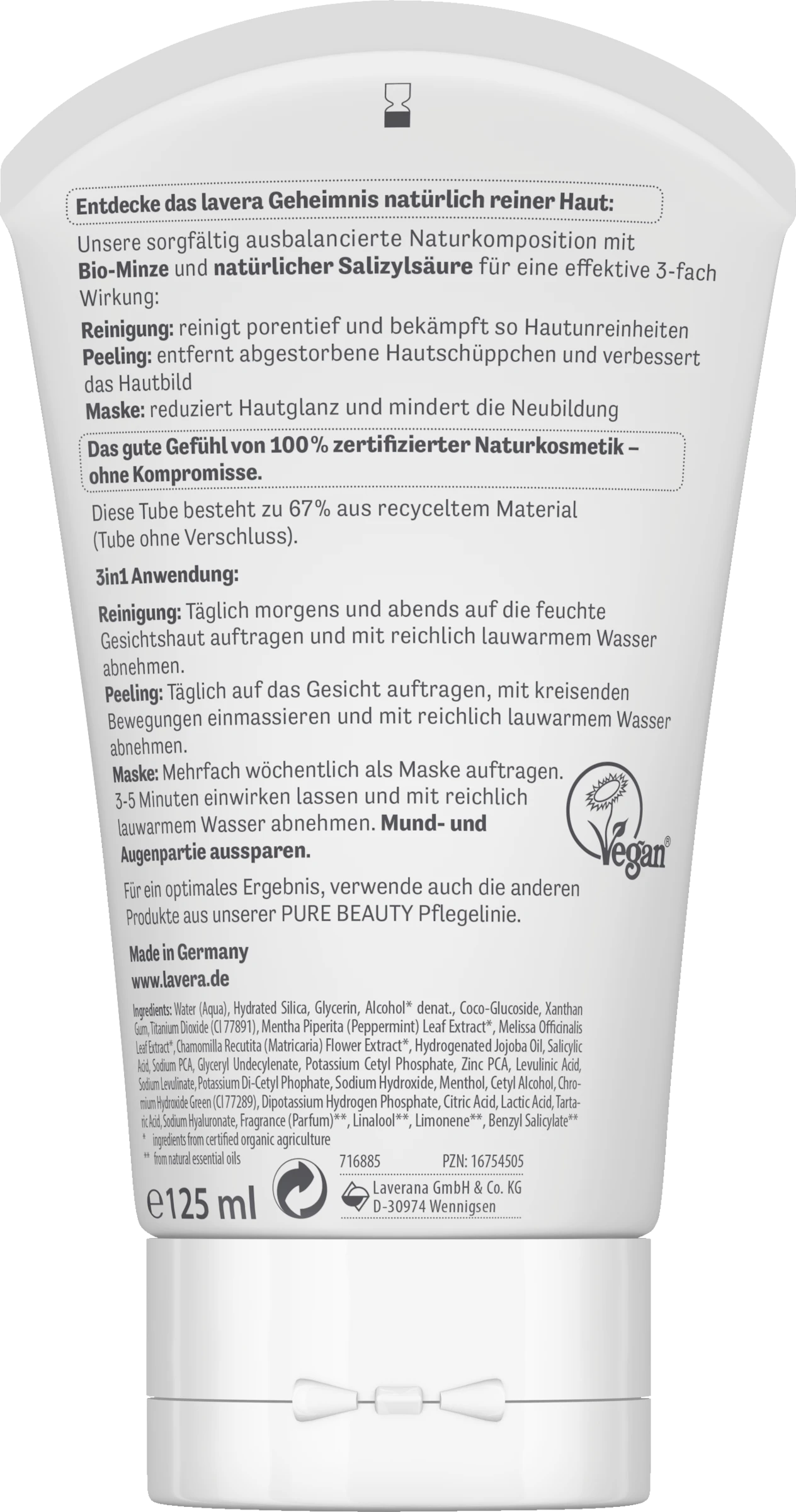 Lavera PURE BEAUTY 3in1 Reinigung - Peeling - Maske 2 Lavera PURE BEAUTY 3in1 Reinigung - Peeling - Maske – Bild 2