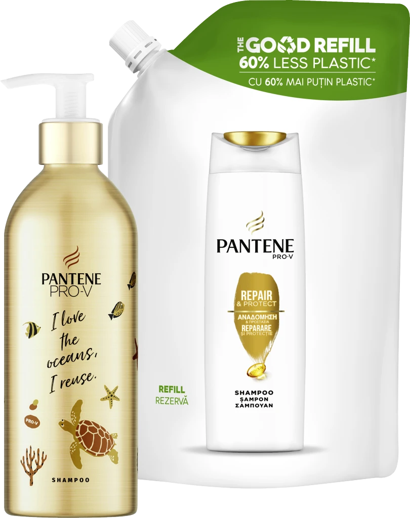 Pantene Pro-V Haarshampoo Alu-Spender/Nachfüllpack Set 1 Pantene Pro-V Haarshampoo Alu-Spender/Nachfüllpack Set