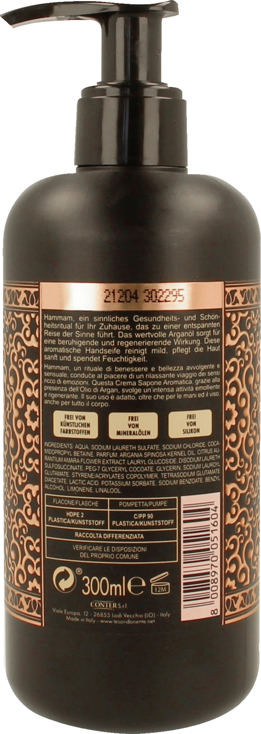 Tesori D'Oriente Aromatische Cremige Handseife HAMMAM Arganöl & Orangenblüte 2 Tesori D'Oriente Aromatische Cremige Handseife HAMMAM Arganöl & Orangenblüte – Bild 2